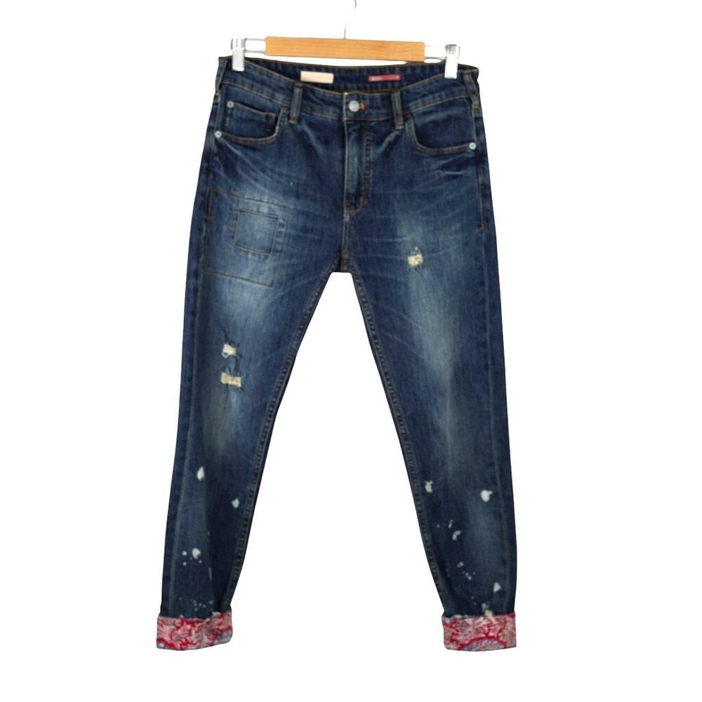 Anthropologie Pilcro The Heritage Boyfriend Distressed Patchwork Quilted Hem Siz